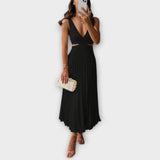 Lucie | Elegantní midi večerní šaty s plisováním