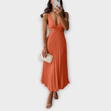 Lucie | Elegantní midi večerní šaty s plisováním