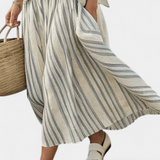 Eva | Elegantní Komplet Oversize Halenka-Sukně Lněný