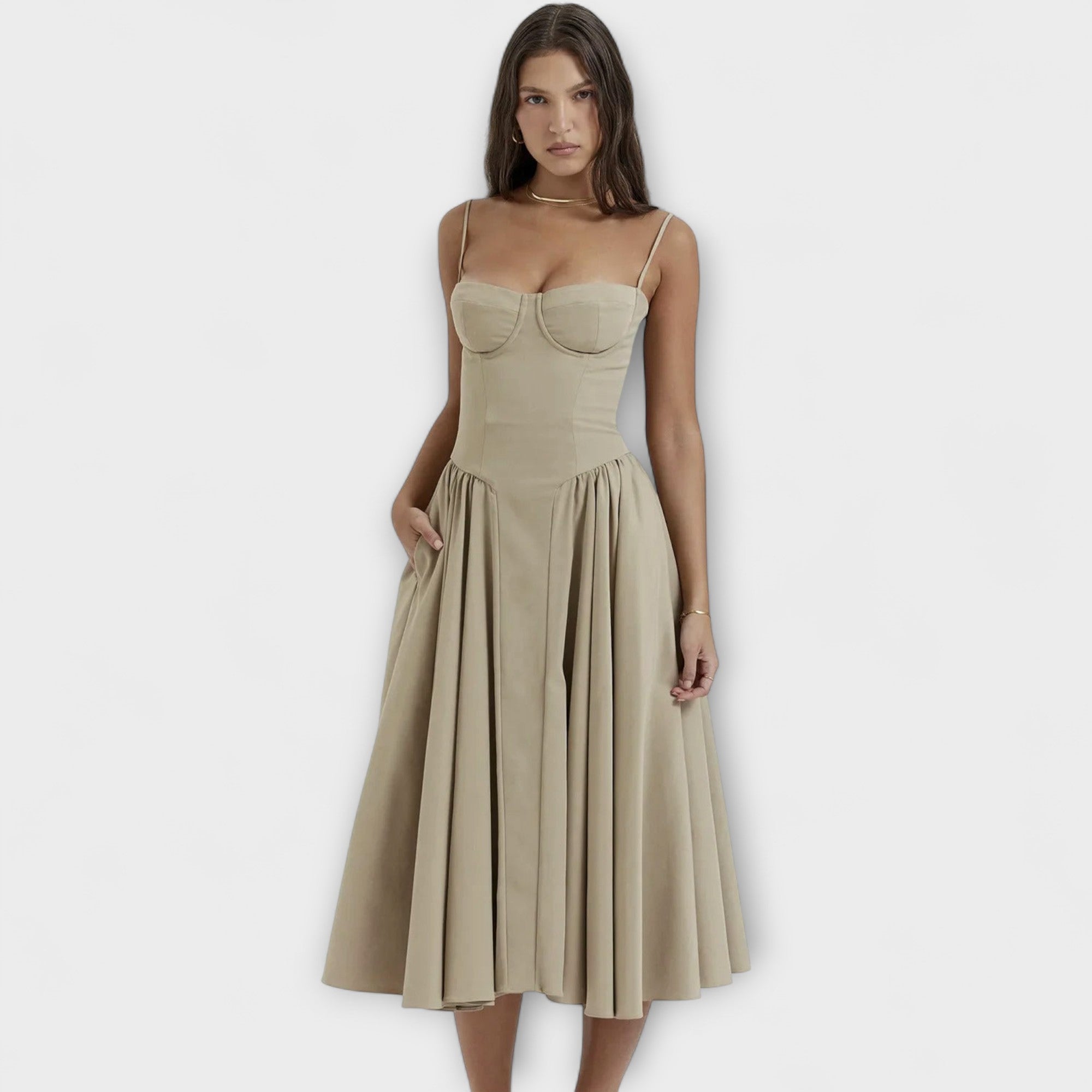 Rosalie | Elegantní bezrukávový korzetový šaty