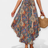 Martina | Romantická Midi Vysokopásová Sukně Květinová