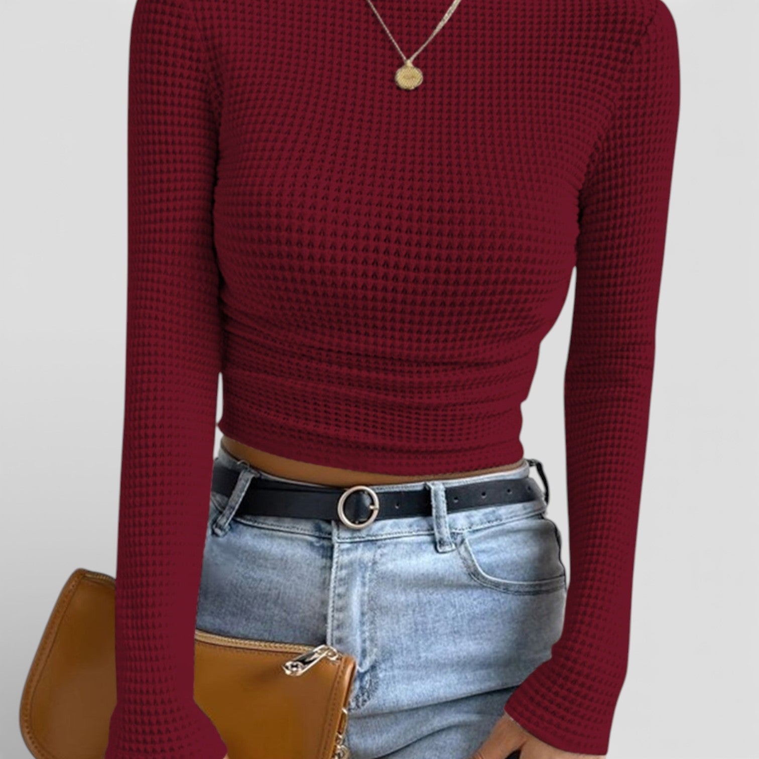 Liwia | Úzký pulovr s vaflovým vzorem