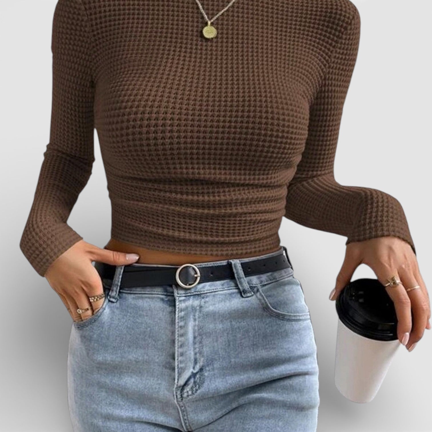 Liwia | Úzký pulovr s vaflovým vzorem