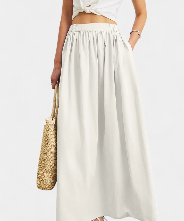 Yora | Bavlněná áčková sukně s elastickým pasem a kapsami