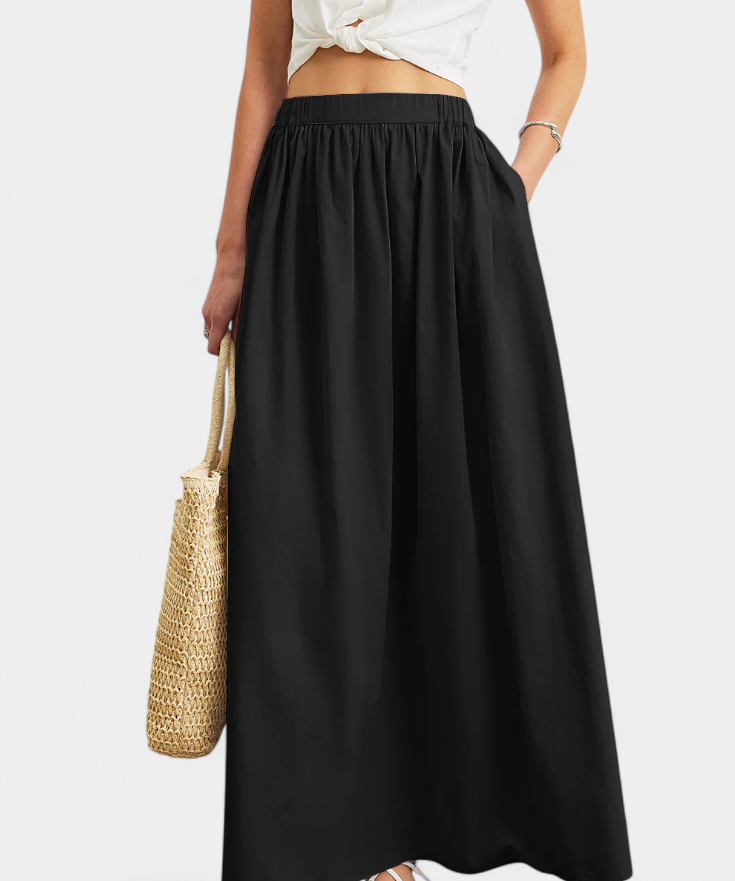 Yora | Bavlněná áčková sukně s elastickým pasem a kapsami