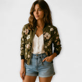 Kaelin | Stylová bomber bunda s květinami